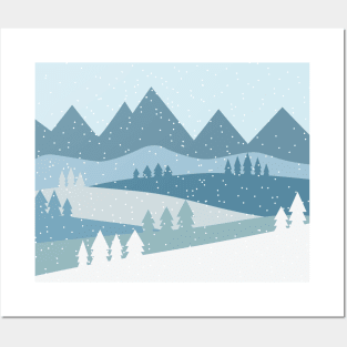 Snowing in the mountains Posters and Art